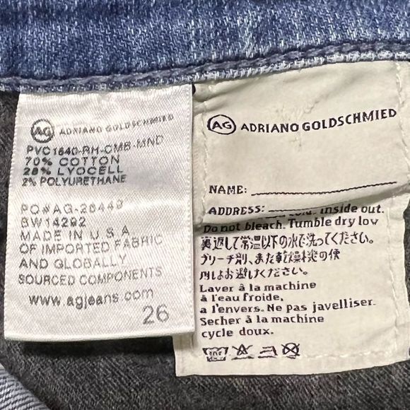 AG Adriano Goldschmied Stevie Cut Slim Straight Cuffed Denim Jeans Size 26 Blue‎ - Picture 7 of 8